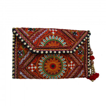 The Living Craft Ethnic Women's Clutch with Kutch Embroidery