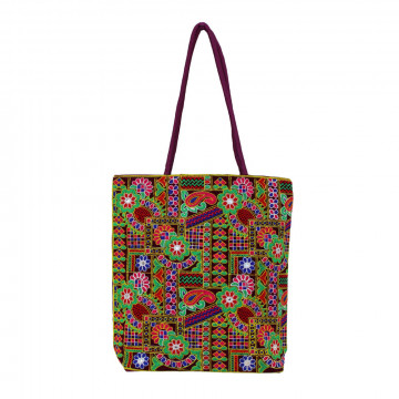 The Living Craft Gamthi Embroidered Women's TOTE Multicolor TLCBG0307