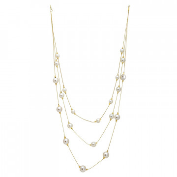 Archiecs Creations Alloy Pearl Stud White Chain Necklace for Women