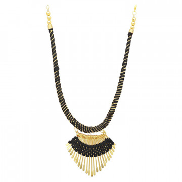 Archiecs Creations Alloy Silk Thread Black & Golden Charm Necklace for Women