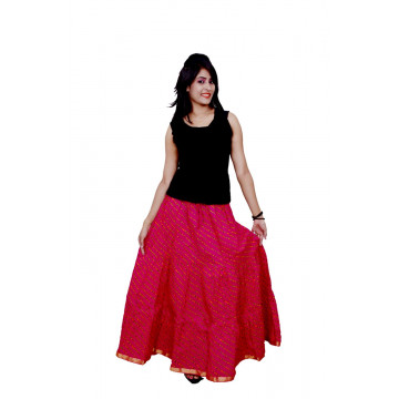 Archiecs Creations Women's Cotton Regular Fit Leheriya Printed Long Skirt