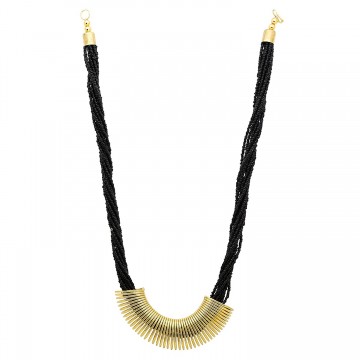 Archiecs Creations Alloy Black Beads Multistrand Neckpiece for Women