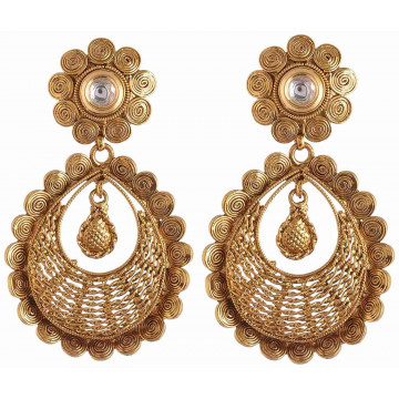 SPE Golden Color Jhumki Earrings for Women (SPE E 45)