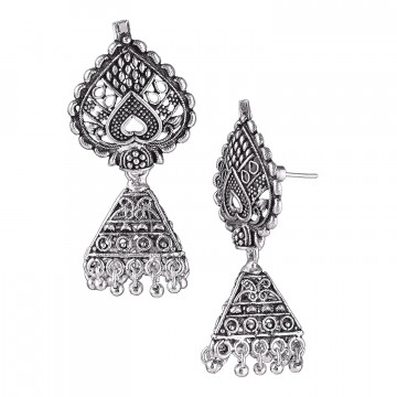 Archiecs Creations Oxidised White Metal Silver Jhumki Earring for Women