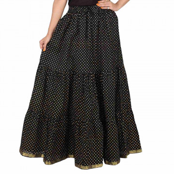 Archiecs Creation Self Design Women's Regular Skirt Black Polka (Free Size-SKT510)