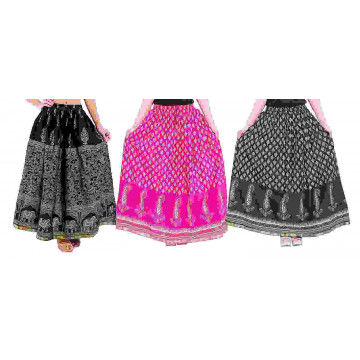 Archiecs Creations Self Design Women's Regular Cotton Skirts Combo (Set of 3)