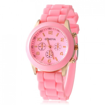 Women's or Girl's Watch Fashion Silicone Strap Candy Color Length 25Cm Pink