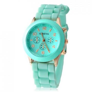 Women's or Girl's Watch Fashion Silicone Strap Candy Color Length 25Cm Firozi Colour