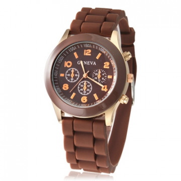 Women's or Girl's Watch Fashion Silicone Strap Candy Color Length 25Cm Brown