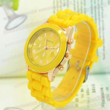 Women's or Girl's Watch Fashion Silicone Strap Candy Color Length 25Cm Yellow