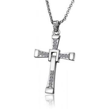 Alloy Diamond Cross Necklace