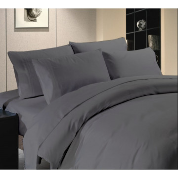 Egyptian Cotton Beddings Solid Bed Sheet With Pillow Covers - Dark Gray