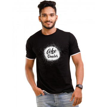 Coke Dealer Jet Black Graphic Half Sleeve T Shirt