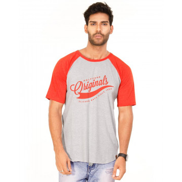 Originals Deep Orange Melange-Brilliant White VAYU Collection Half Sleeve T Shirt