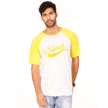 Originals Golden Yellow Melange-Brilliant White VAYU Collection Half Sleeve T Shirt