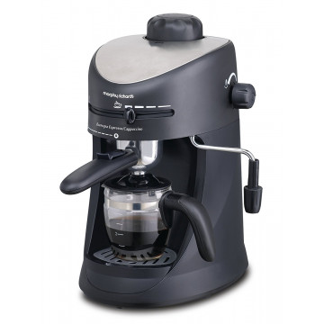 Morphy Richards New Europa 800-Watt Espresso and Cappuccino 4-Cup Coffee Maker Black