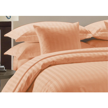Egyptian Cotton Beddings Bed Sheet With Pillow Covers - Peach stripe