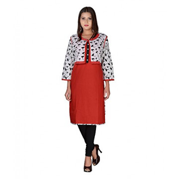 PNEHA Designer kurti with jacket Women's Red 