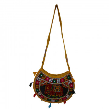 The Living Craft ETHNIC MOON SHAPED WOMEN's SLINGBAG with AARI WORK Multicolor TLCBG0252