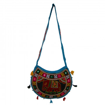 The Living Craft ETHNIC MOON SHAPED WOMEN's SLINGBAG with AARI WORK Multicolor TLCBG0253