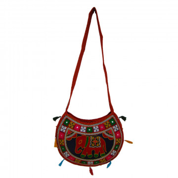 The Living Craft ETHNIC MOON SHAPED WOMEN's SLINGBAG with AARI WORK Multicolor TLCBG0254
