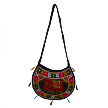 The Living Craft ETHNIC MOON SHAPED WOMEN's SLINGBAG with AARI WORK Multicolor TLCBG0255