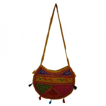 The Living Craft ETHNIC MOON SHAPED WOMEN's SLINGBAG with Mix Patchwork Multicolor TLCBG0258