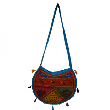 The Living Craft ETHNIC MOON SHAPED WOMEN's SLINGBAG with Mix Patchwork Multicolor TLCBG0261