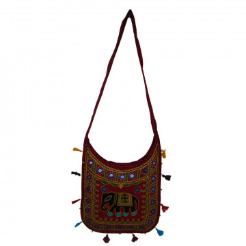 The Living Craft ETHNIC U-SHAPED WOMEN's SLINGBAG with AARI WORK Multicolor TLCBG0263