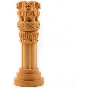 Divinecrafts Decorative Ashoka Pillar Showpiece - 10.16 cm  (Wooden, Brown)