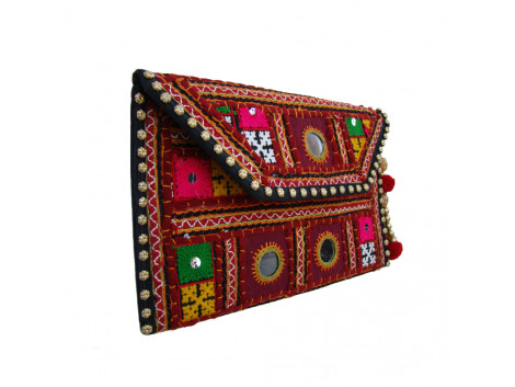 The Living Craft Ethnic Women's Clutch with Kutch Embroidery