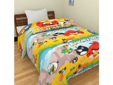 KRISHNA Cartoon Angry Bird Print Single Ac Blanket - Multicolour