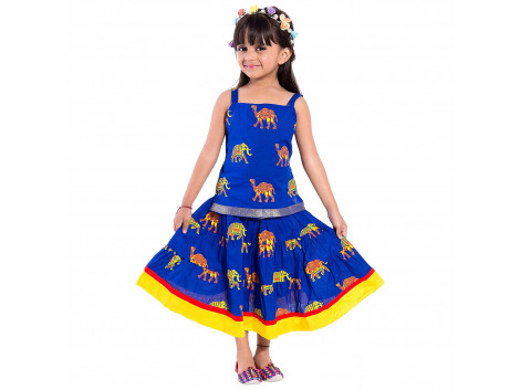 Archiecs Creations Beautiful Camel Motifs Lehanga Choli Set For Girls As a Skirt with Top set--Raksha Bandhan special For Kds skirt (rakhi Gift For kid & Baby Girls)