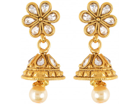 SPE Indian Ethanics Gold Metal Jhumki Earrings for Women (SPE-E-11)