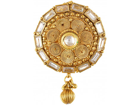 SPE Indian Ethanics Gold Metal Brooch for Women (SPE-SB-03)