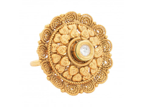 SPE Indian Ethnics Golden Ring for Women - Free Size (R-05)