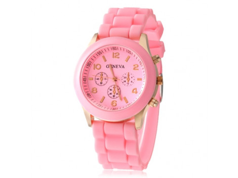 Women's or Girl's Watch Fashion Silicone Strap Candy Color Length 25Cm Pink