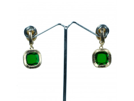 fashion designer rhinestone green clip earrings