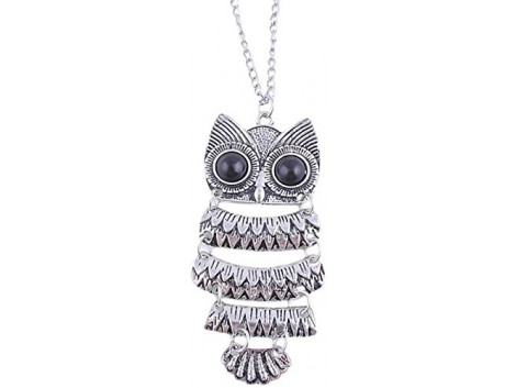 Angelfish Cinderella Collection By Shining Diva Long Chain Owl Alloy Pendant