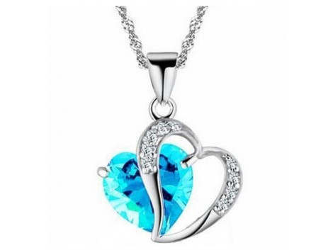 Angelfish Romantic Multicolor Crystal Love Heart Pendants Necklaces