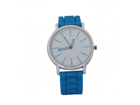Anglefish Blue Round case Dial Analog Silicon band Luxury Automatic Wrist Watch