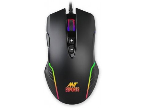 Ant Esports GM500RGB 1000 Hz Polling Rate 4000 Dpi for FPS and MOBA Wired Laser Gaming Mouse USB 2.0, Black