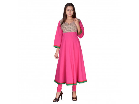 Bhoomi Pink Simple Embroidered Women's Kurti  