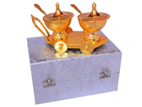 Brass Gold Plated Sugar and Fennel bowl Trolley