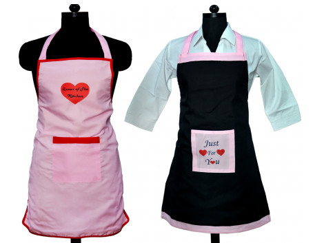 Switchon Waterproof Apron with Heart shape print set of 2