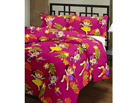 CrazeVilla Dora cartoon print single bed reversible Ac Blanket/Dohar for kids