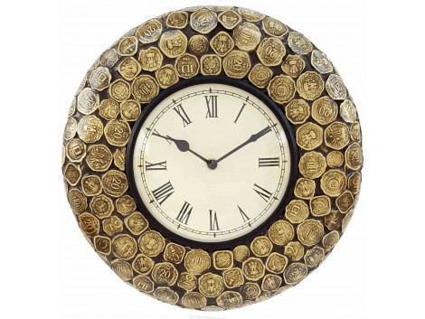 Vintage Wooden Coin Illusion Wall Clock