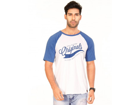 Originals Royal Blue Melange-Brilliant White VAYU Collection Half Sleeve T Shirt