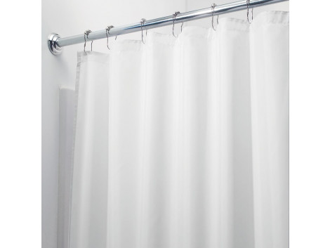 InterDesign Mildew-Free Water-Repellent Fabric Shower Curtain 72-Inch by 84-Inch White