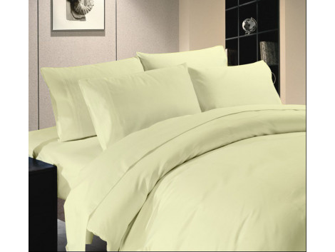 Egyptian Cotton Beddings Solid Bed Sheet With Pillow Covers - Ivory